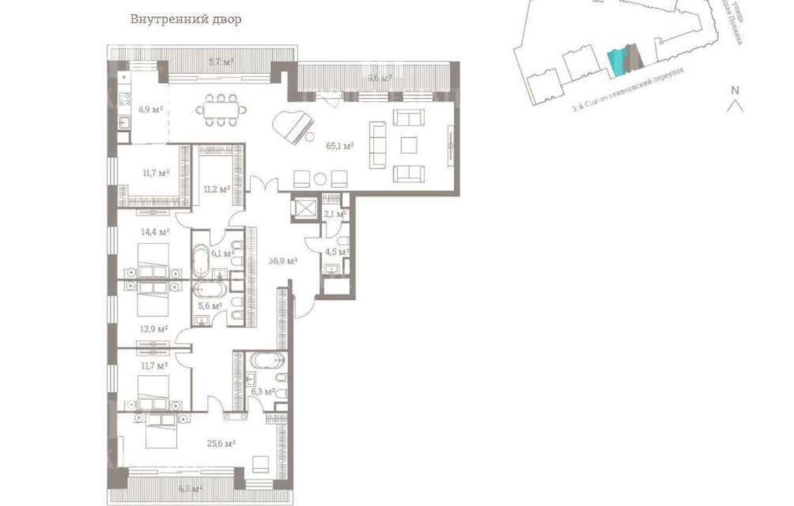 Купить  Пентхаус без отделки Б. Полянка ул 44/2 метро Полянка
