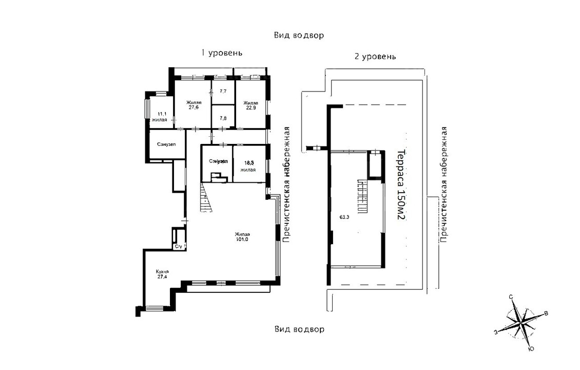 Купить  Пентхаус без отделки Бутиковский пер-к 5 метро Парк культуры